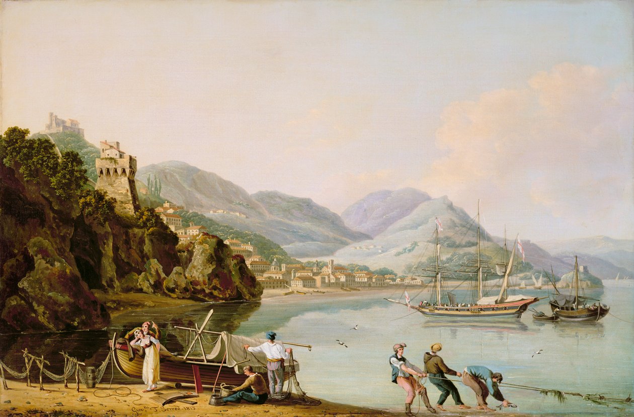 Un port italien avec un chebec génois à l