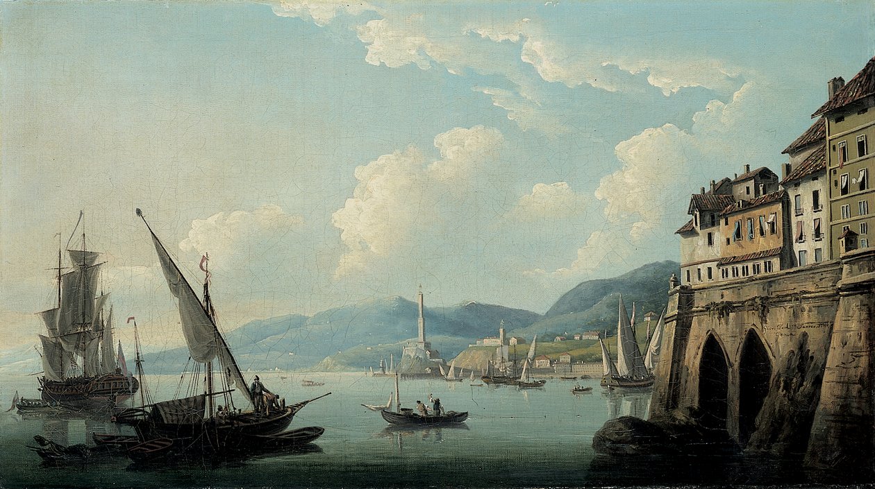 La côte de Gênes, avec le phare - John Thomas Serres