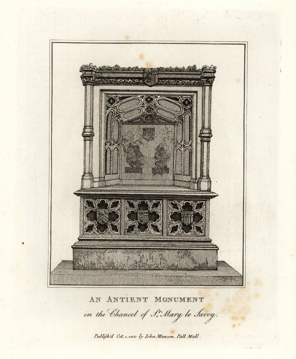 Ancien monument dans le chœur de St Mary le Savoy (maintenant la chapelle Savoy) - John Thomas Smith