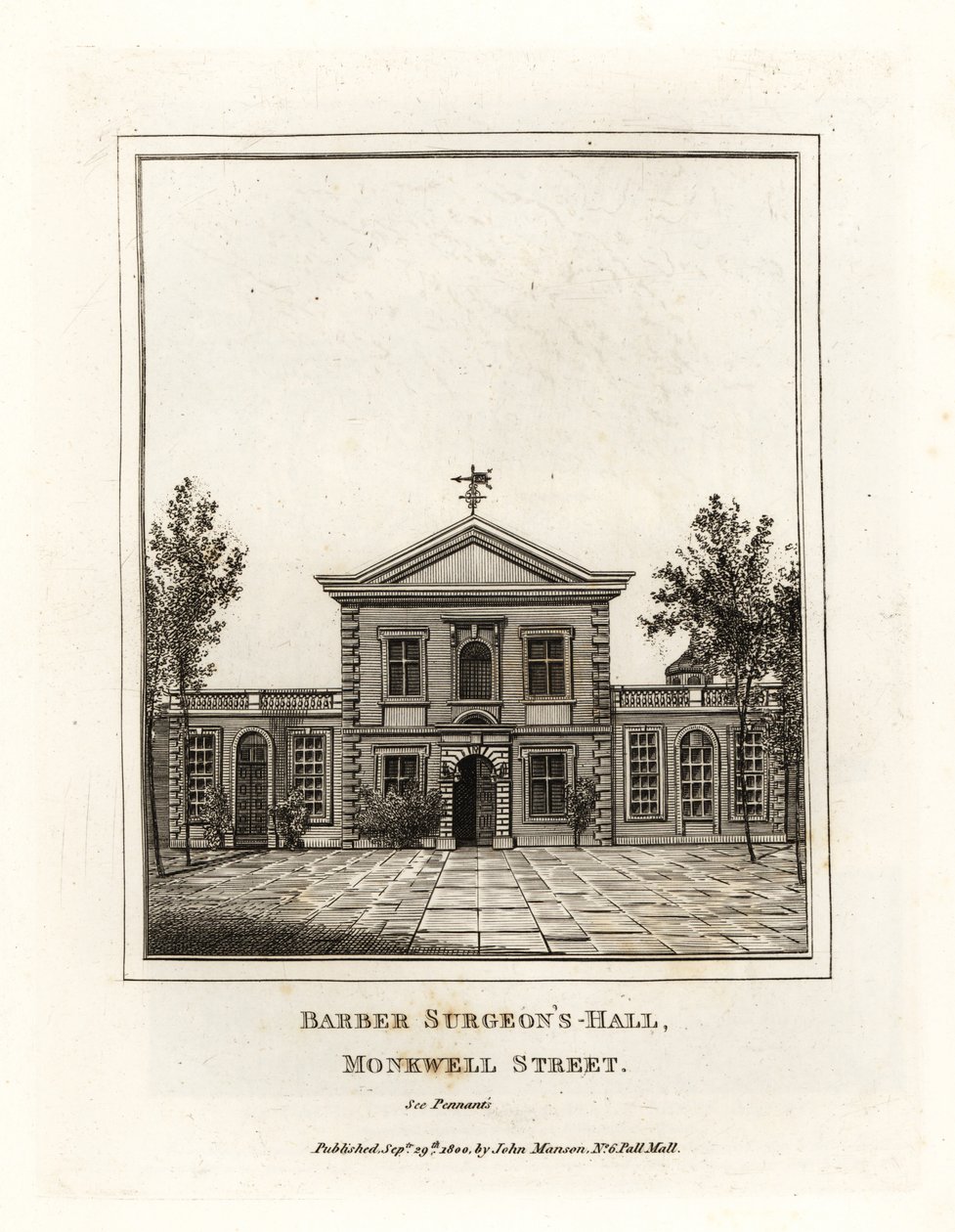 Hall des chirurgiens-barbiers, Monkwell Street - John Thomas Smith