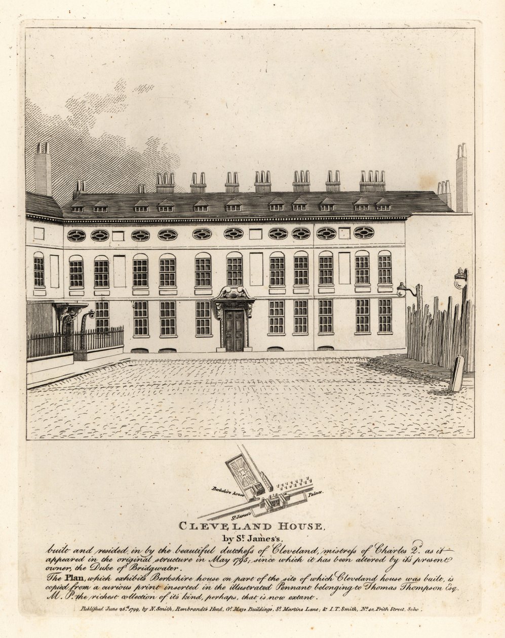 Cleveland House près du palais St James, Londres - John Thomas Smith
