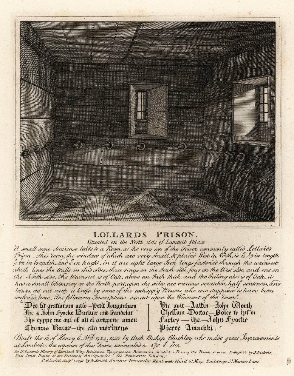 Prison des Lollards, dans la tour du palais de Lambeth - John Thomas Smith