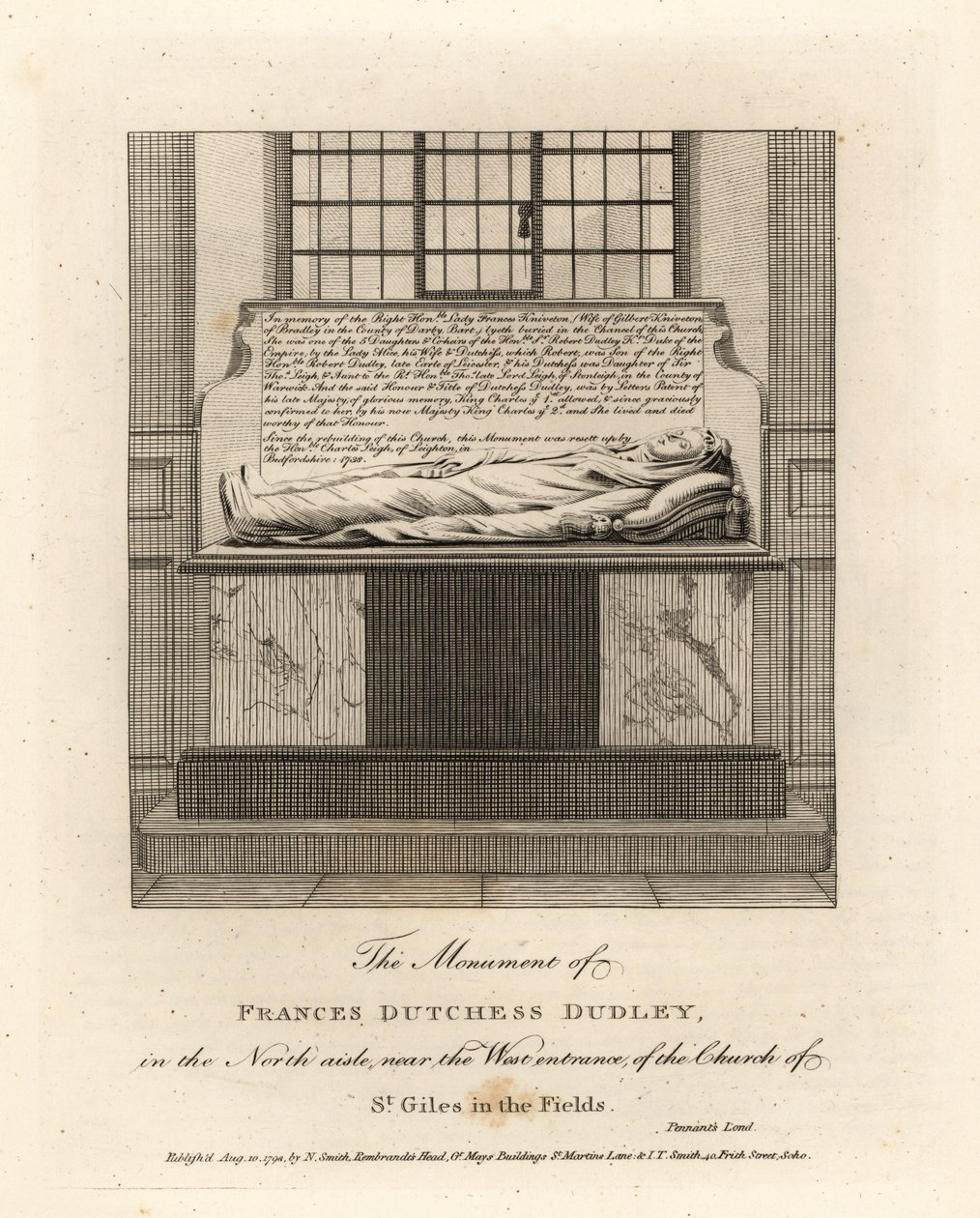 Monument de Lady Frances Kniveton, Duchesse de Dudley, épouse de Sir Gilbert Kniveton, dans l