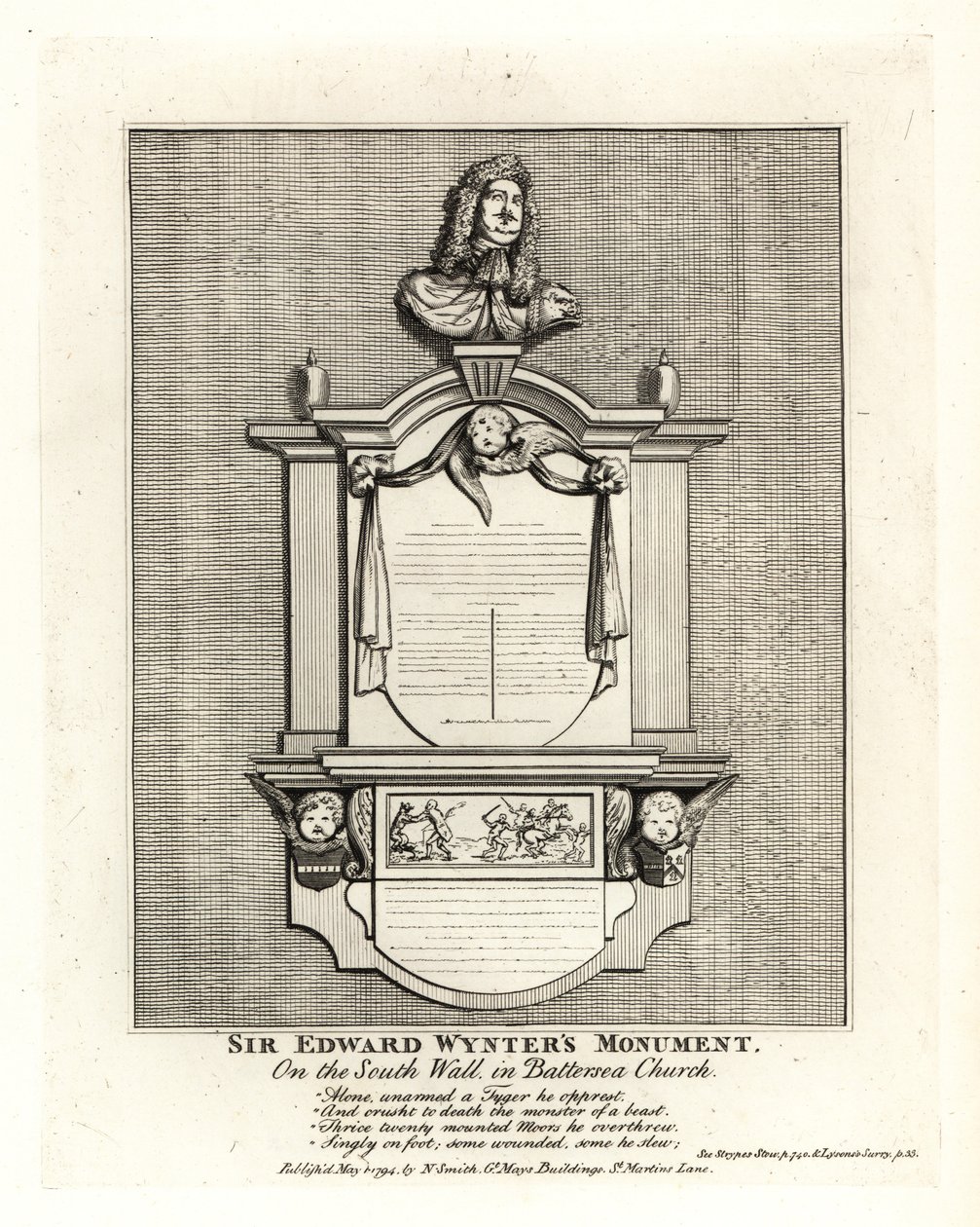 Monument de Sir Edward Wynter, décédé en 1685, sur le mur sud de l