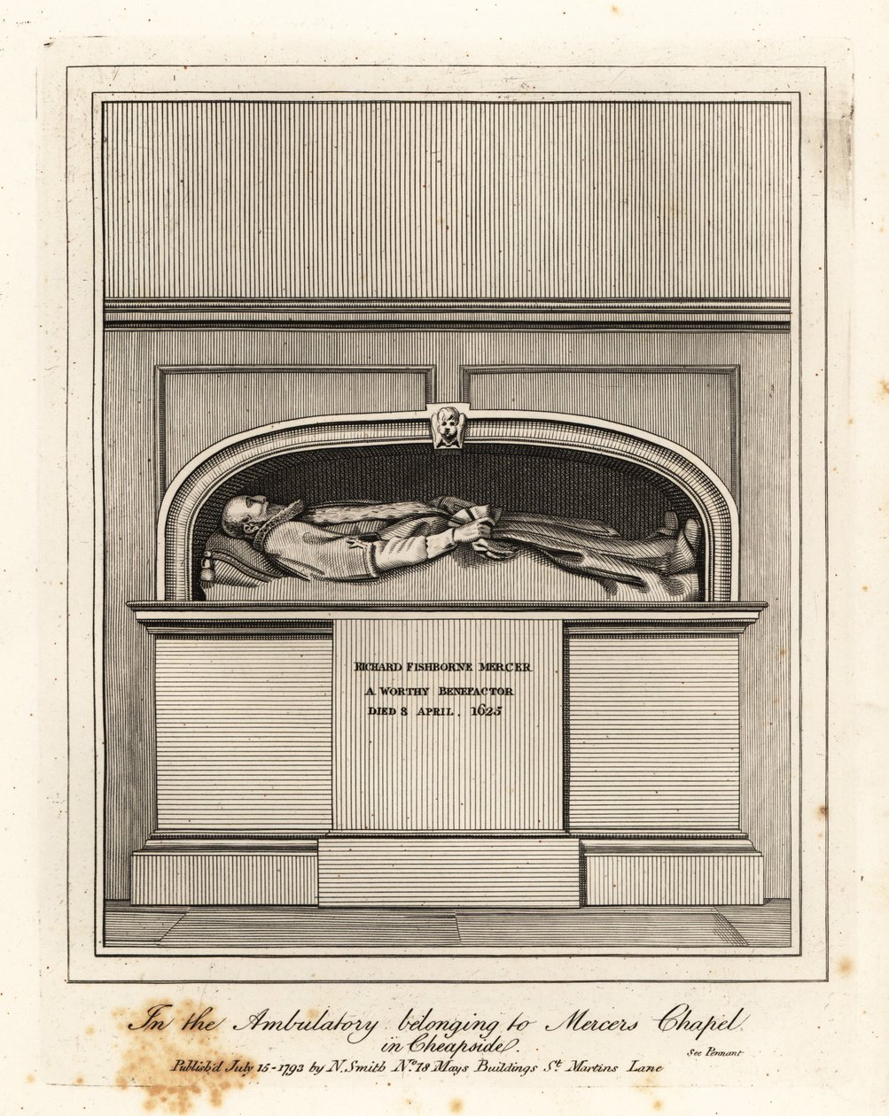Monument à Richard Fishbourne Mercer, mort en 1625, dans l