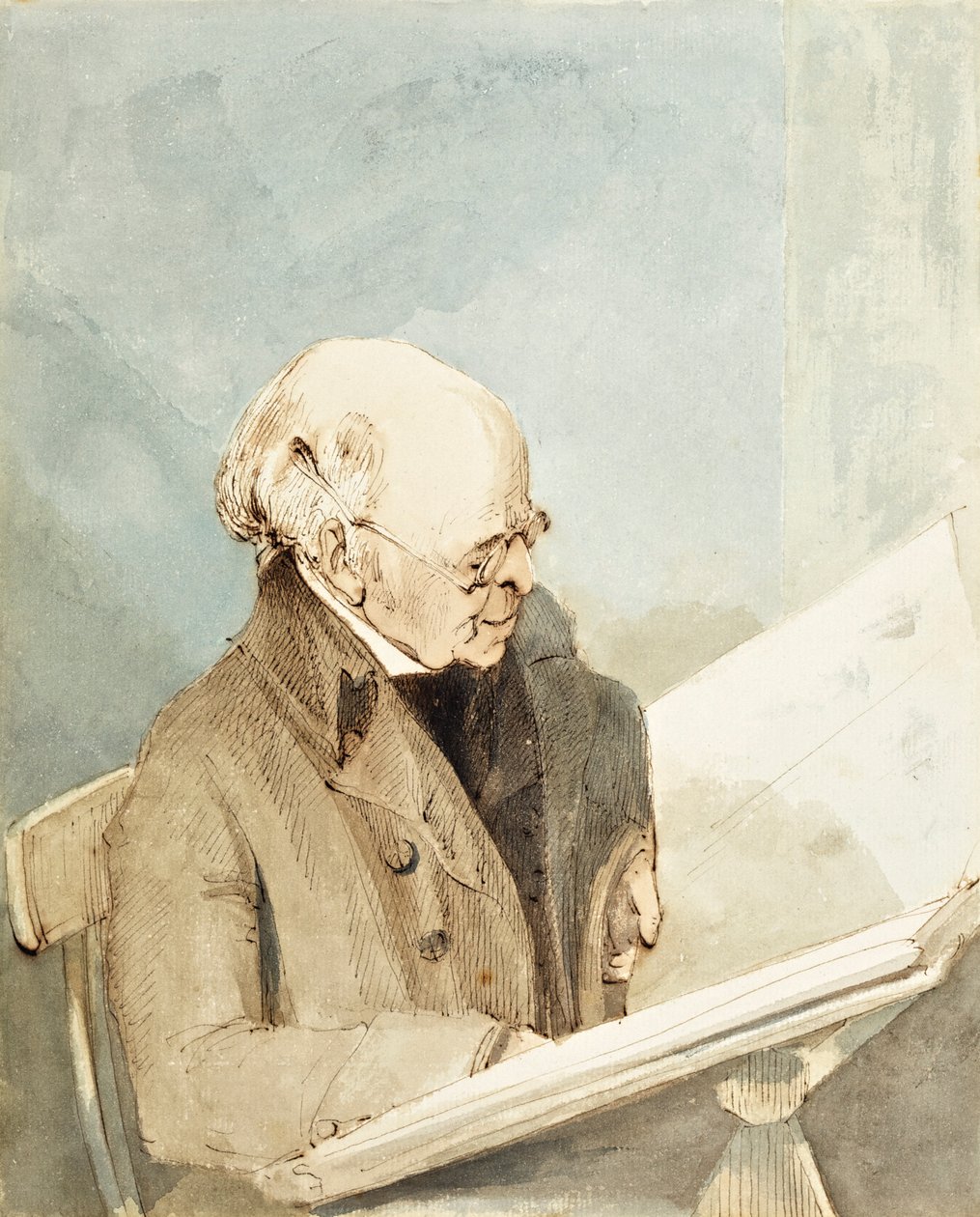 M. Taylor, élève de Hayman, dans la salle des estampes du British Museum, vers 1820 - John Thomas Smith
