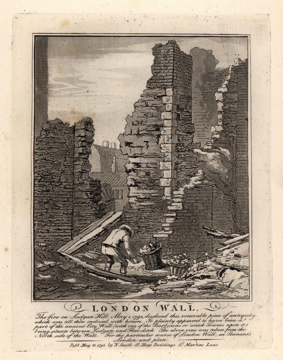 Ruines du mur romain de Londres exposées par l