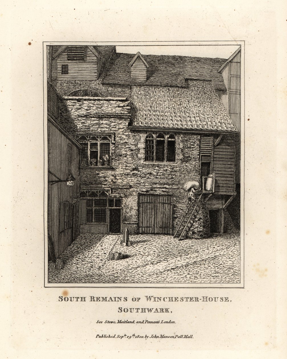Vestiges sud de Winchester House, Southwark - John Thomas Smith
