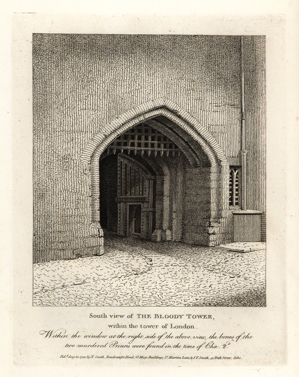 Vue sud de la Tour Sanglante dans la Tour de Londres - John Thomas Smith
