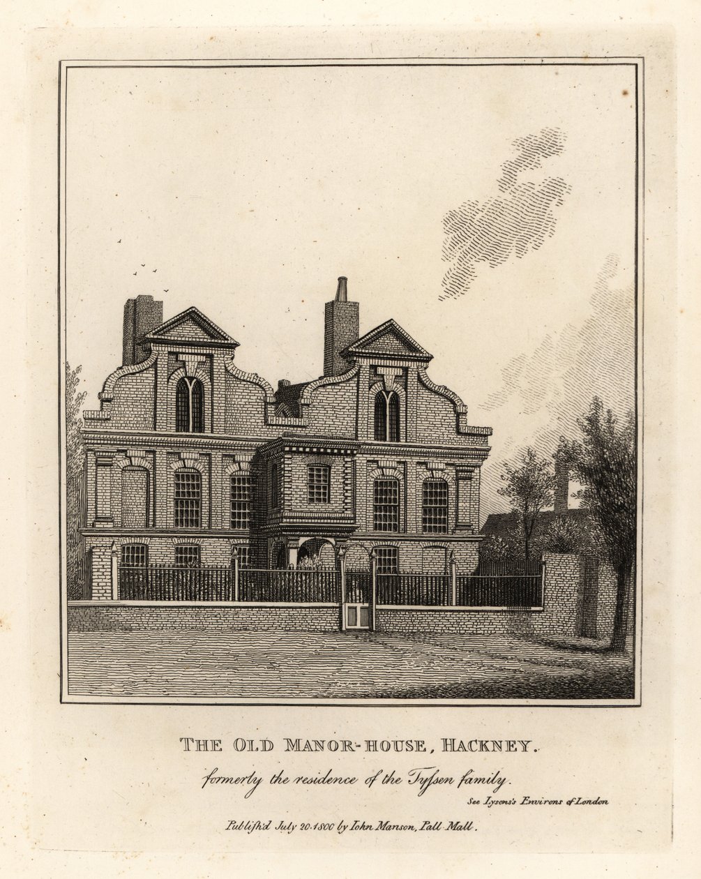 La vieille maison de maître, Hackney, ancienne résidence de la famille Tyssen - John Thomas Smith