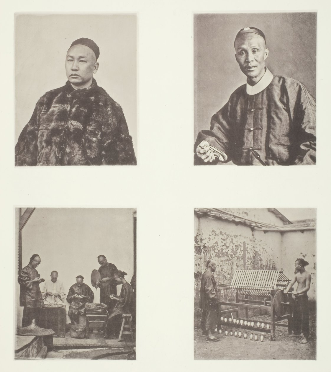 Un gentleman cantonais, un gentleman cantonais, comptant des dollars, filant de la soie, vers 1868 - John Thomson