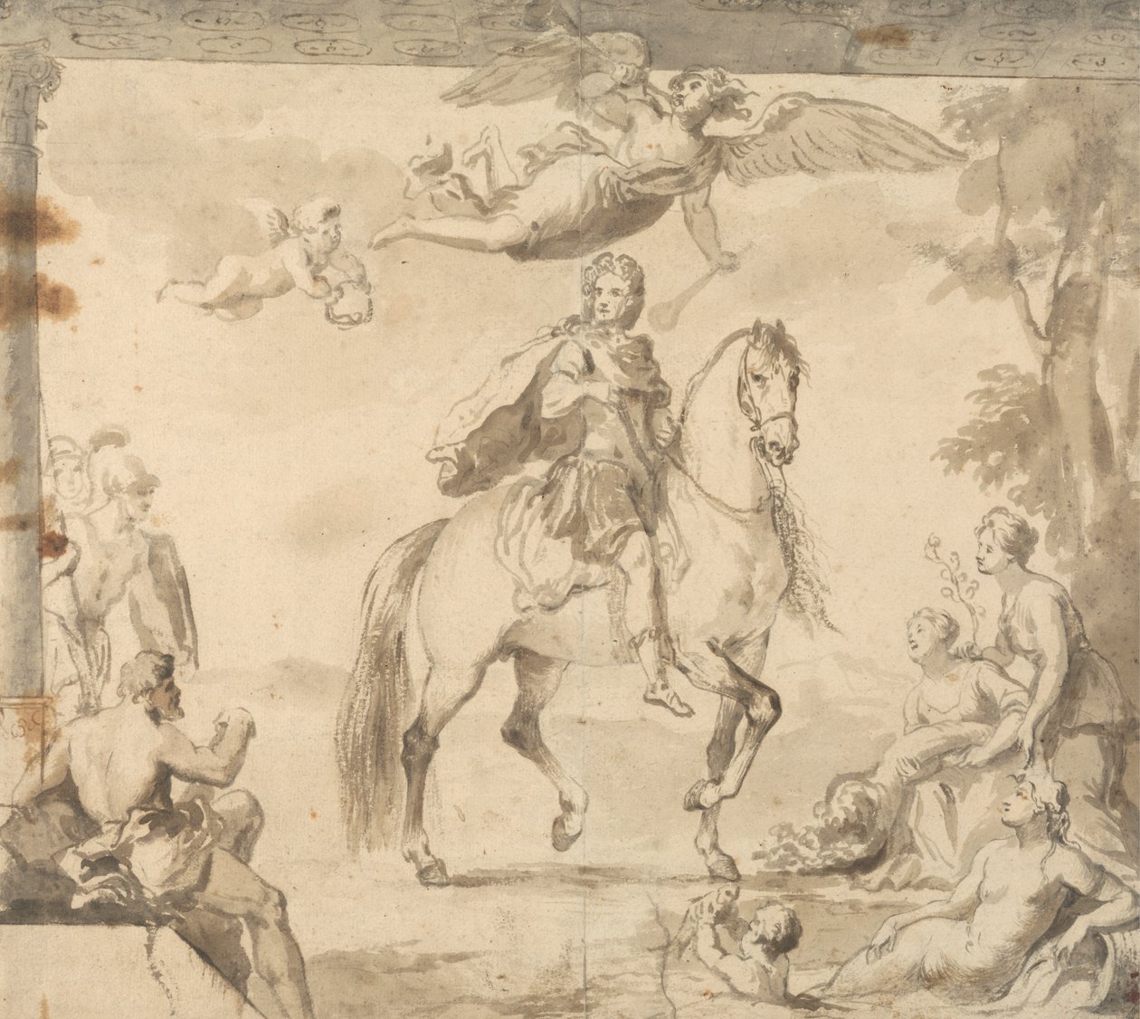 Étude préparatoire pour la décoration "Portrait équestre de George I" - John Vanderbank