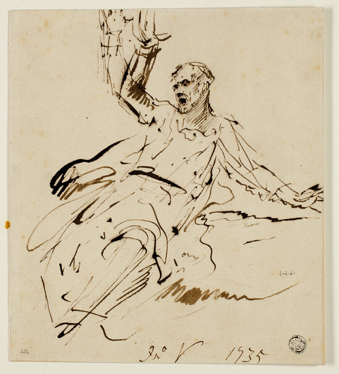 Figure masculine assise avec bras levé - John Vanderbank