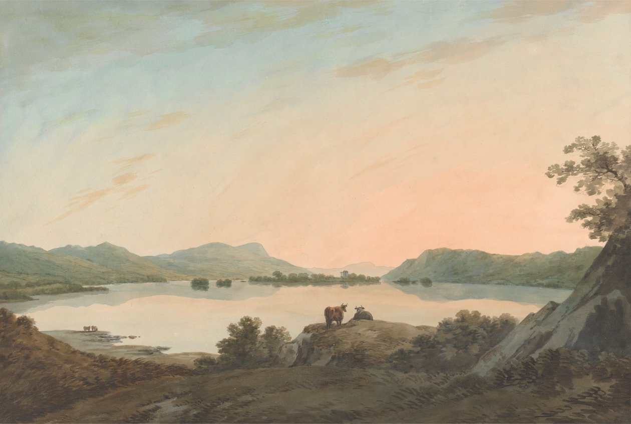 Lac Windermere depuis Calgarth avec Belle Isle - John Warwick Smith