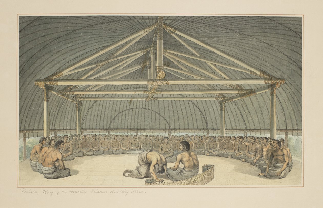 7: Poulaho, roi des Îles Amicales, buvant du Kava, d