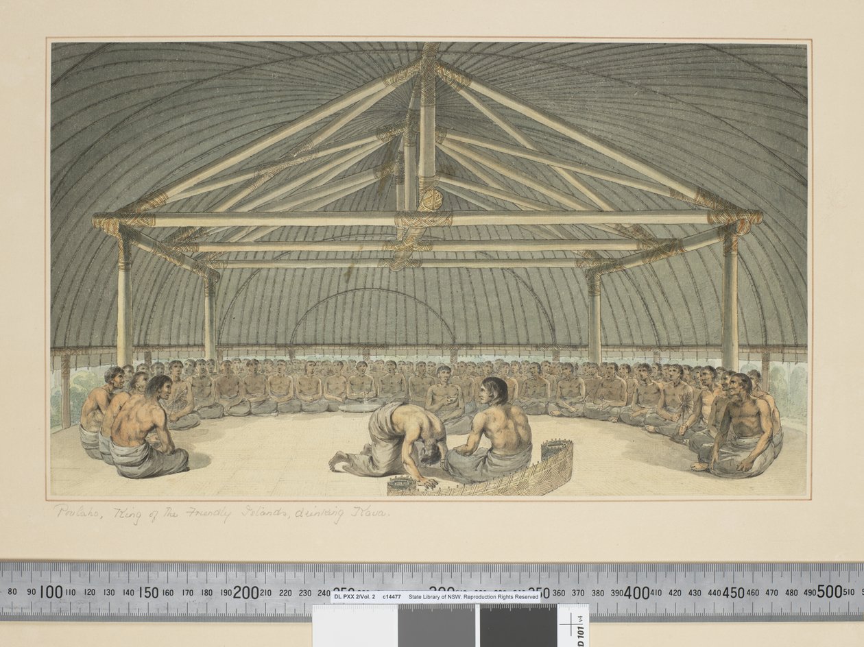 F.7 Poulaho, roi des îles Amies, buvant du kava, vers 1773-84 - John Webber