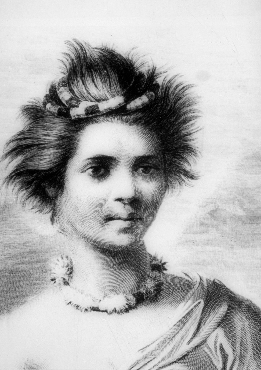 Femme hawaïenne portant un collier de plumes, XVIIIe siècle - John Webber