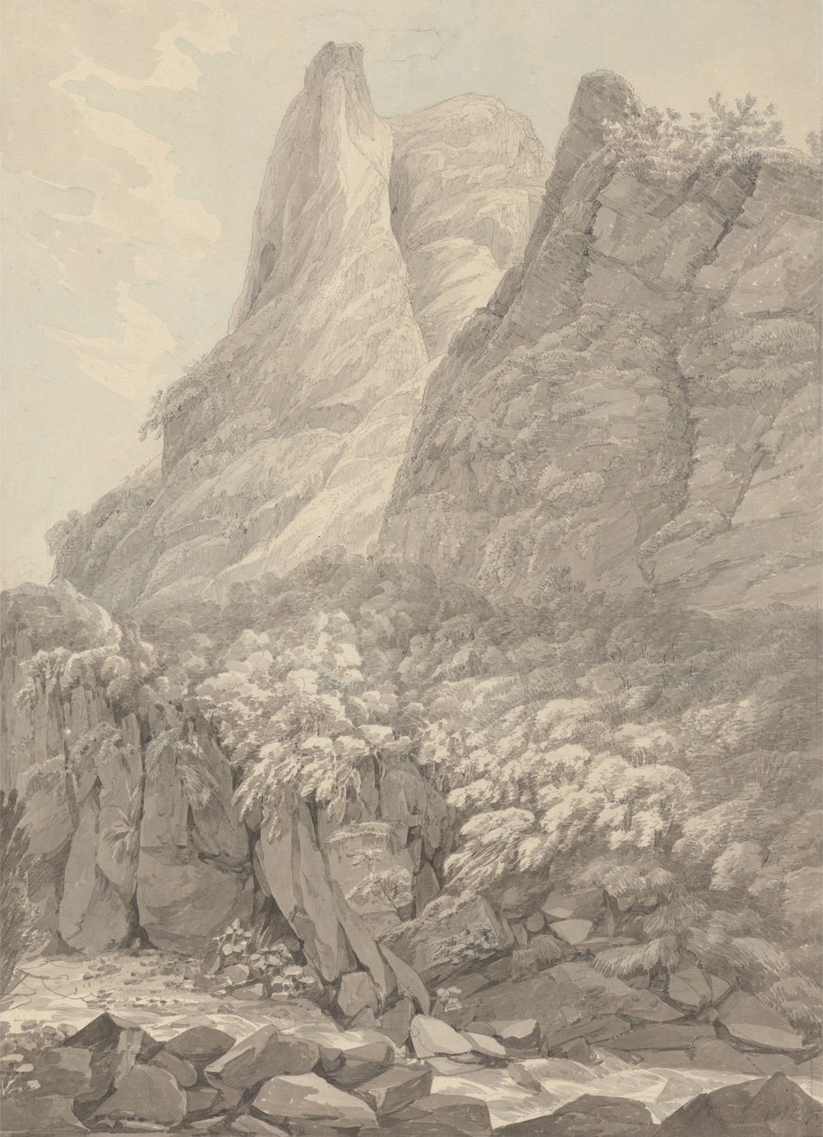 Thurshouse Tor depuis la rivière Manifold, Derbyshire - John Webber