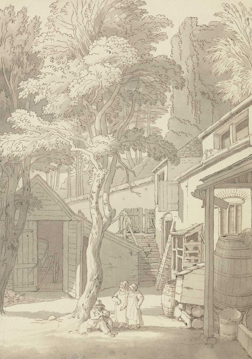 La cour de la maison de M. Bank, Northernhay, Exeter - John White Abbott
