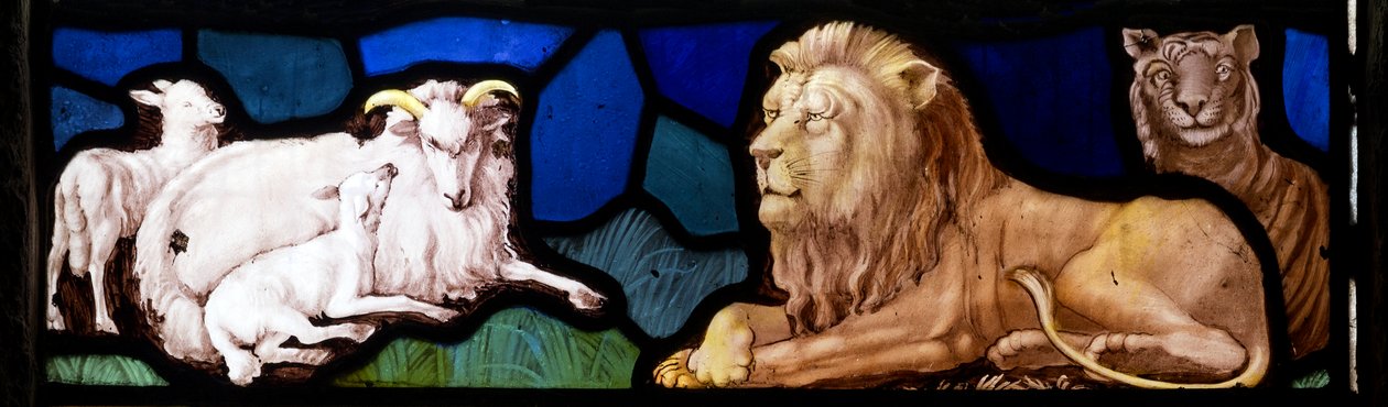 Agneaux et lions, Te Deum, fenêtre est, vers 1888 - John William Brown
