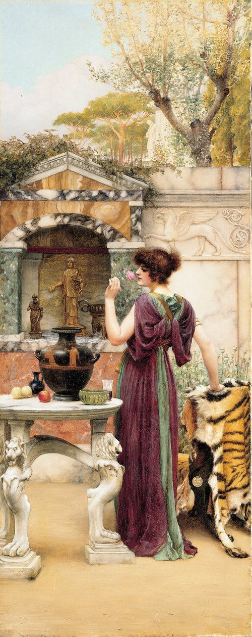 Au sanctuaire du jardin, Pompéi - John William Godward