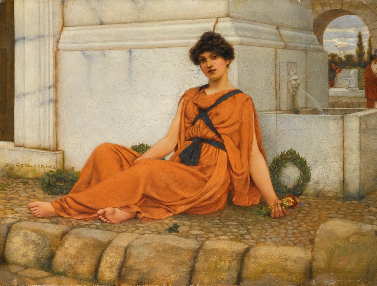 Repose, la jeune fille aux fleurs - John William Godward