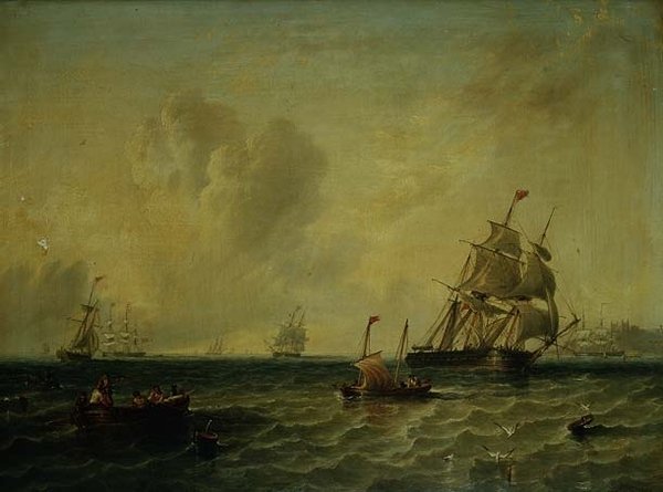 Navires par une légère brise au large de Whitby - John Wilson Carmichael