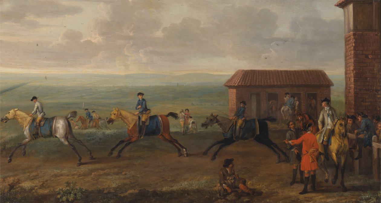 Lord Portmore regardant des chevaux de course à l