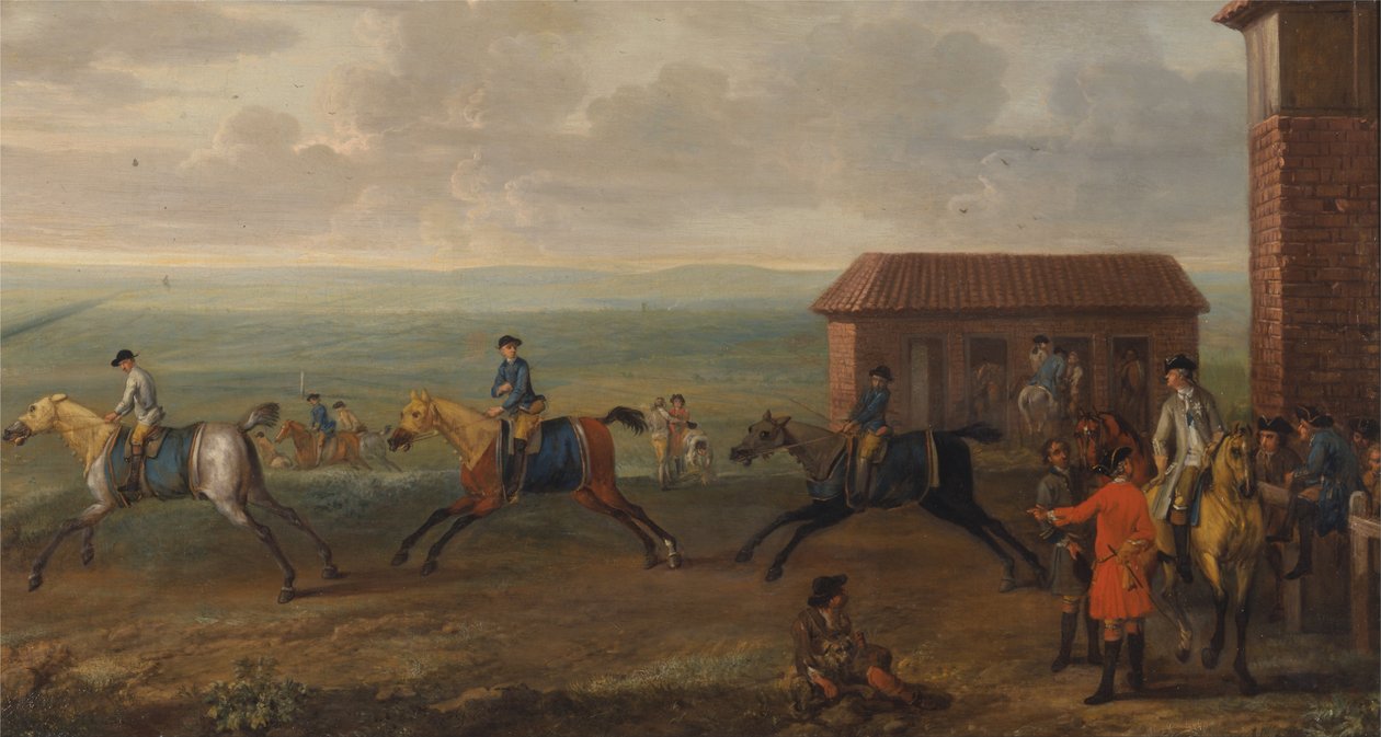 Lord Portmore observant les chevaux de course à l