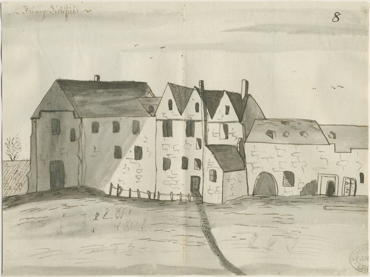 Lichfield - Greyfriars: dessin à la plume et au lavis, nd [1784] - John Wright