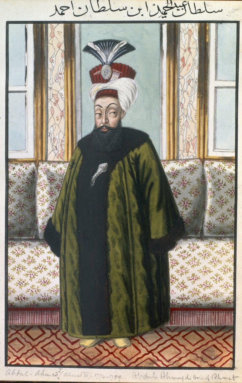 Abdul Hamid Ier (1725-1789), sultan de 1774 à 1789, tiré de « Une série de portraits des empereurs de Turquie ». - John Young