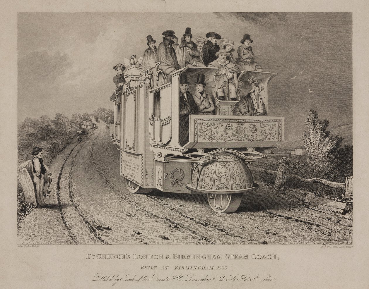 Le carrosse à vapeur de Dr. Church, Londres & Birmingham, 1833 - John after Cooke