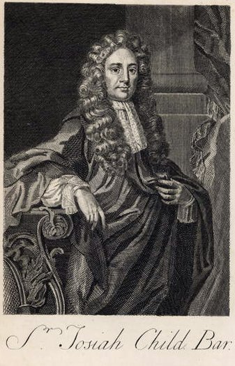 Portrait de Sir Joseph Child (1630-99), gravé par Michiel van der Gucht - John after Riley