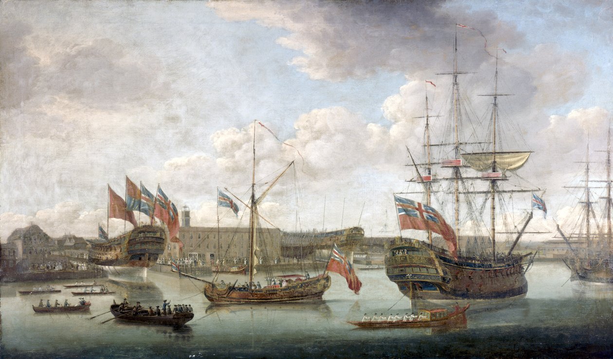 Lancement au chantier naval de Deptford, vers 1750 - John the Elder Cleveley