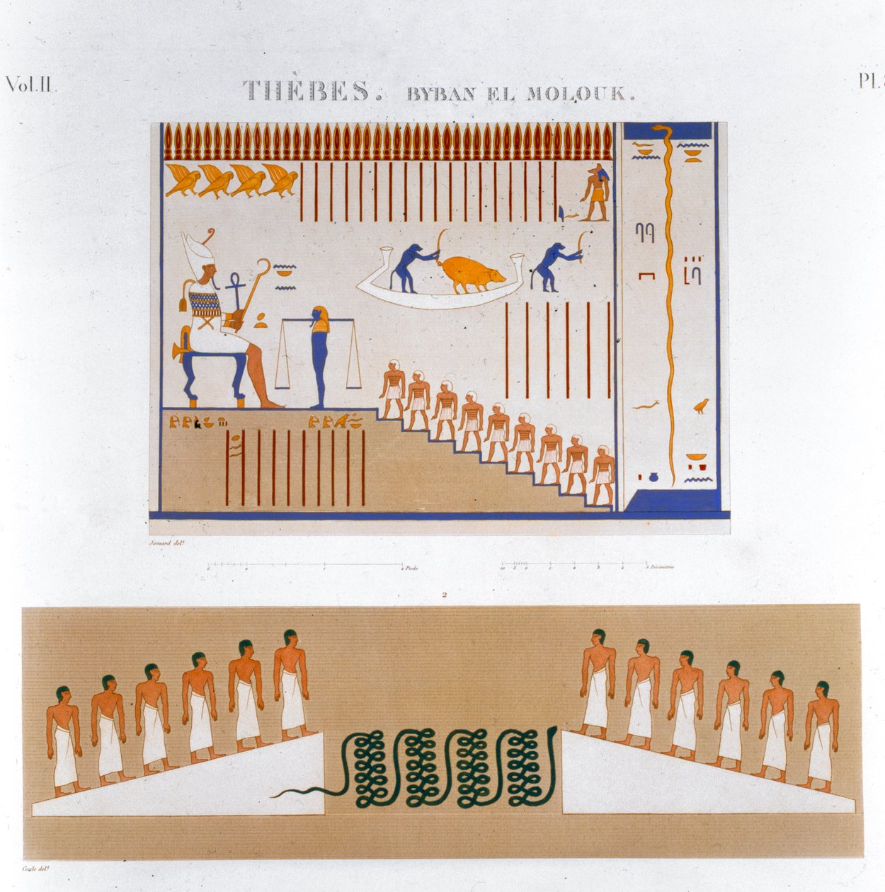 Illustrations de fresques de Byban el Molouk, Thèbes, Égypte, 1822 - Jomard