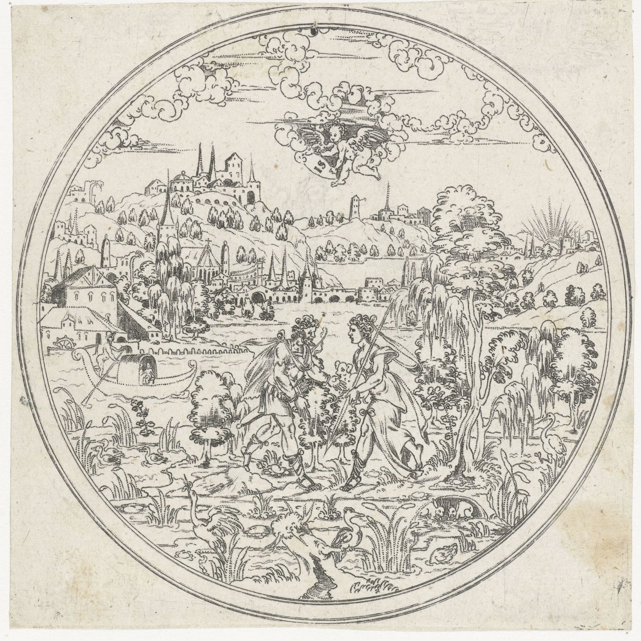 Diane et Endymion (Fonds de plats : paysages avec représentations bibliques et mythologiques) - Jonas Silber