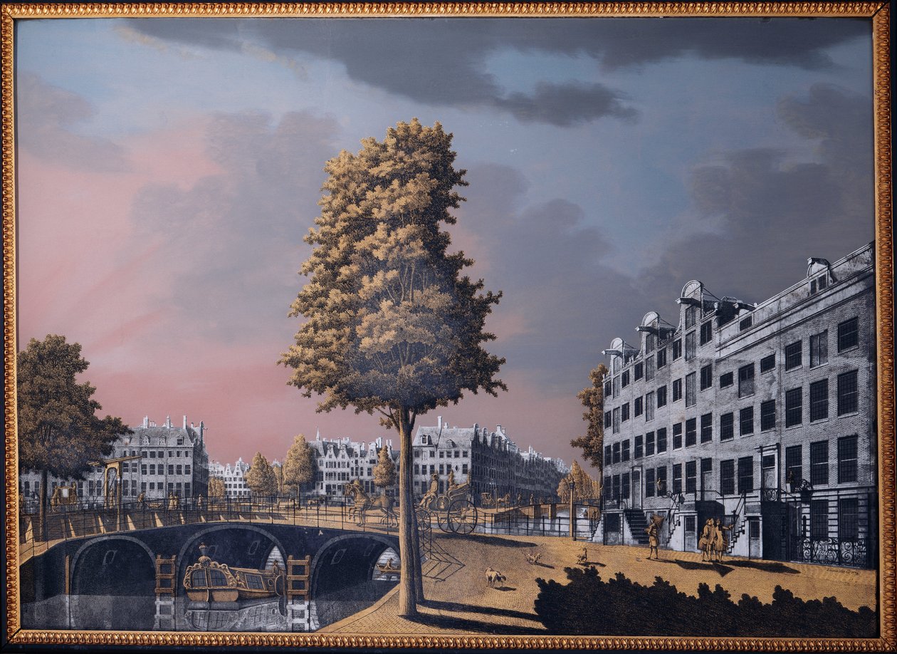 Vue du Herengracht surplombant Binnenamstel et le Nieuwe Herengracht, Amsterdam, 1776 - Jonas Zeuner