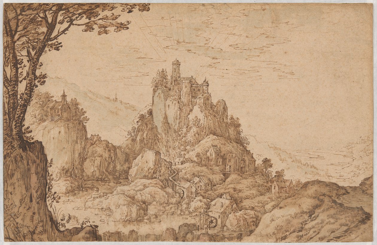 Un château sur un rocher dans un paysage montagneux - Joos de Momper II