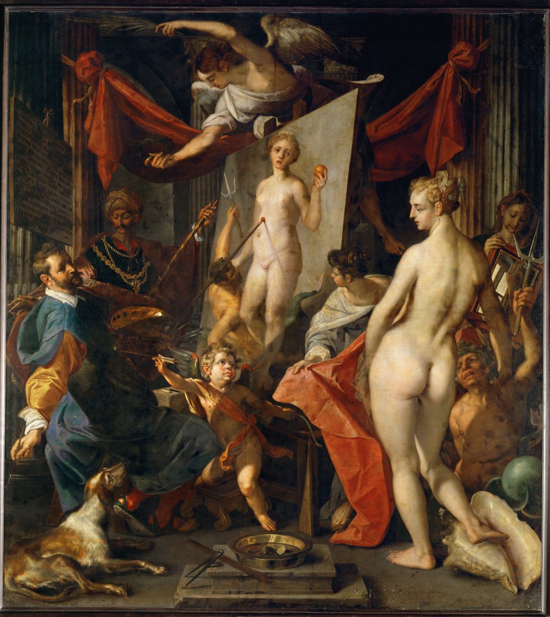 Apelles peint Campaspe I ... (peinture sur toile) - Joos or Jodocus van Winghe