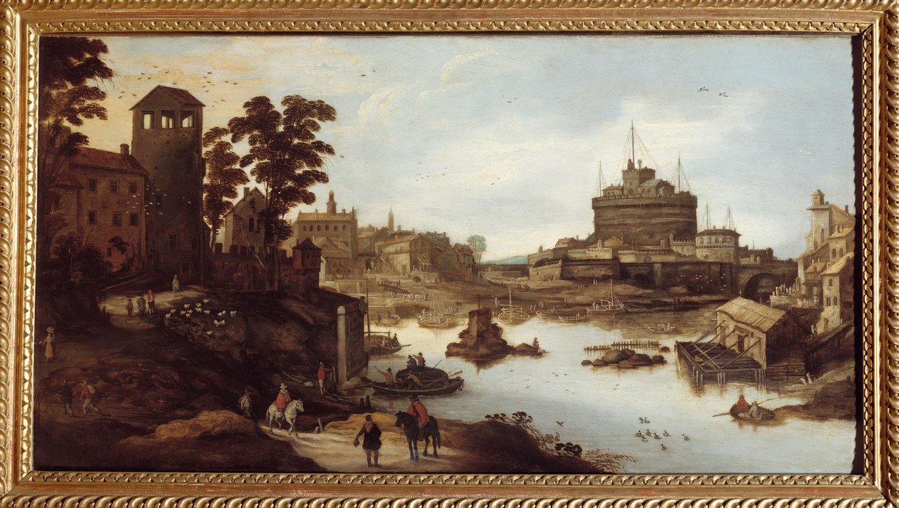 Vue du Tibre et du Château Saint-Ange à Rome - Joos or Josse de The Younger Momper