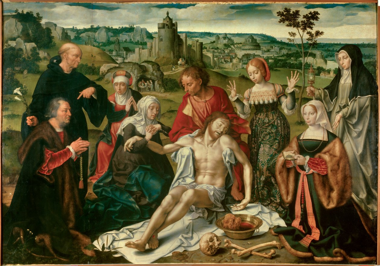 Retable de la déploration du Christ. Peinture hollandaise de Joos Van Cleve (1485-1540) - Joos van Cleve