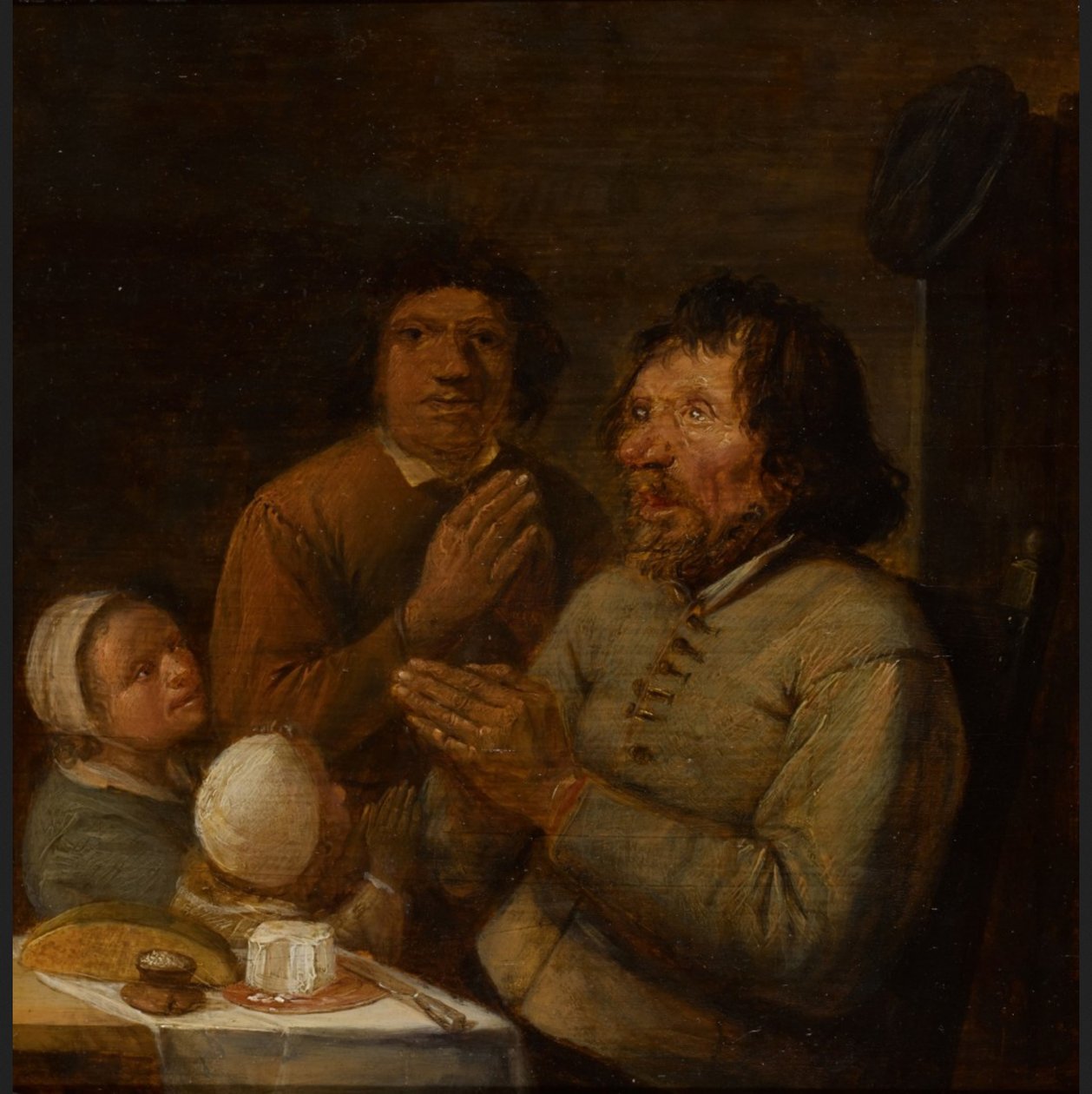Intérieur avec une famille de paysans en train de prier - Joos van Craesbeeck