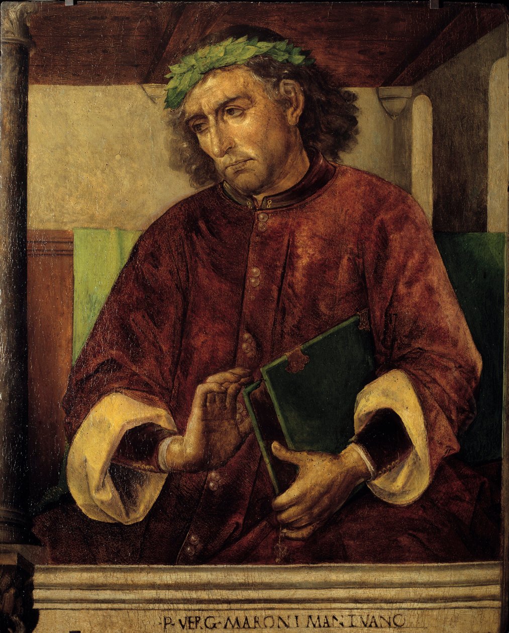 Portrait de Virgile (Virgilio, 70-19 av. J.-C.), poète et écrivain romain. Peinture de Juste de Gand (1435-1480) Éc. flamande - Joos van Gent (fl.1460 75)