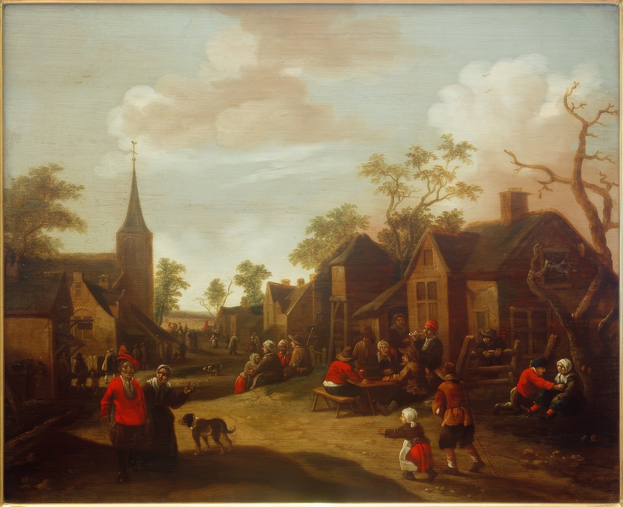 Rue de village animée - Joost Cornelisz. Droochsloot