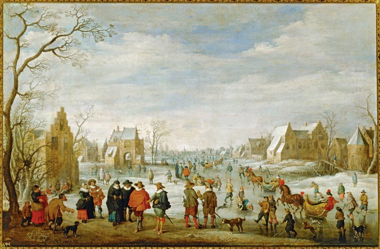 Paysage hivernal avec patineurs ... (peinture sur toile) - Joost Cornelisz Droochsloot