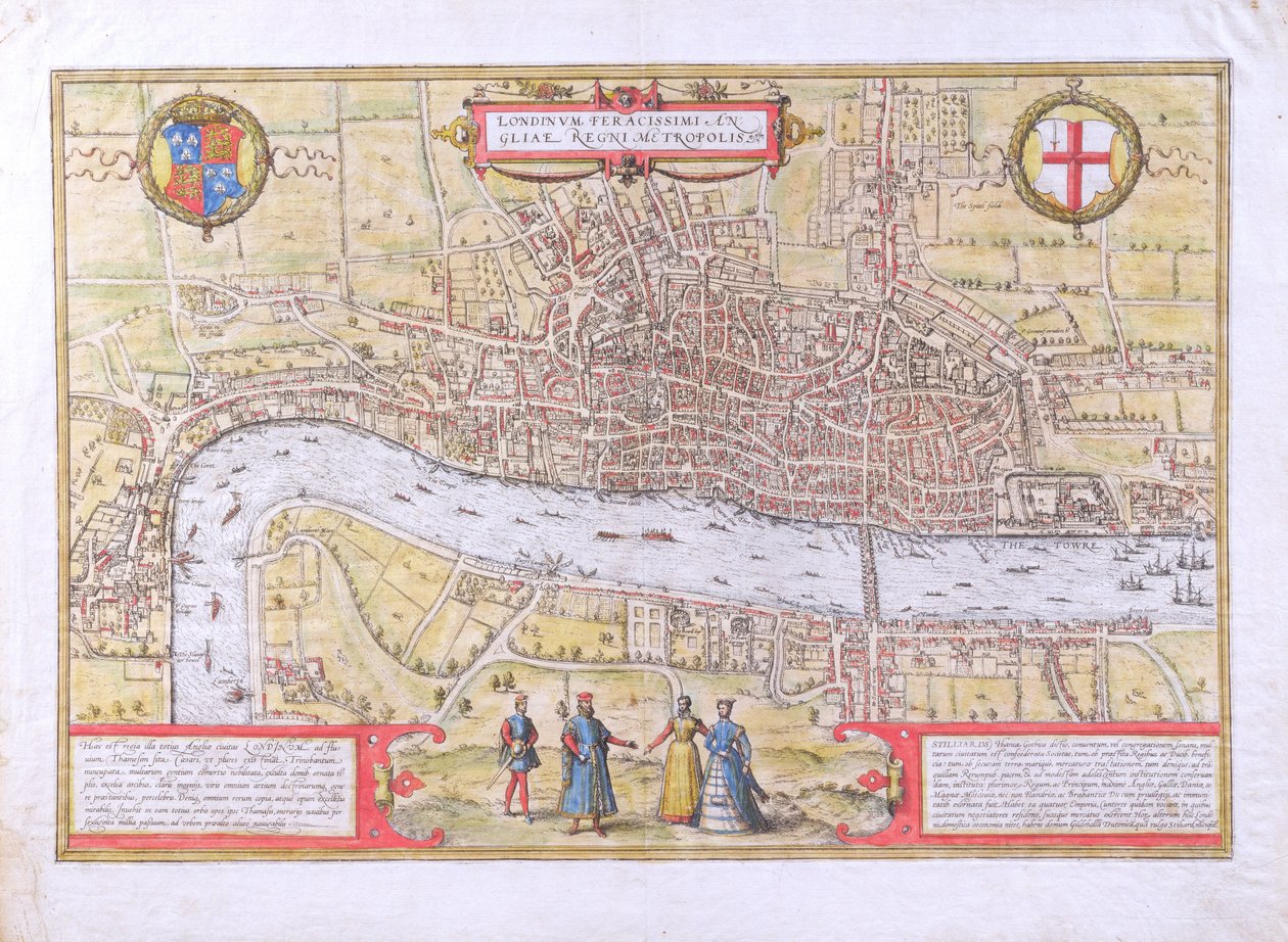 Carte de Londres, de Civitates Orbis Terrarum, par Georg Braun et Frans Hogenburg, vers 1572 - Joris Hoefnagel