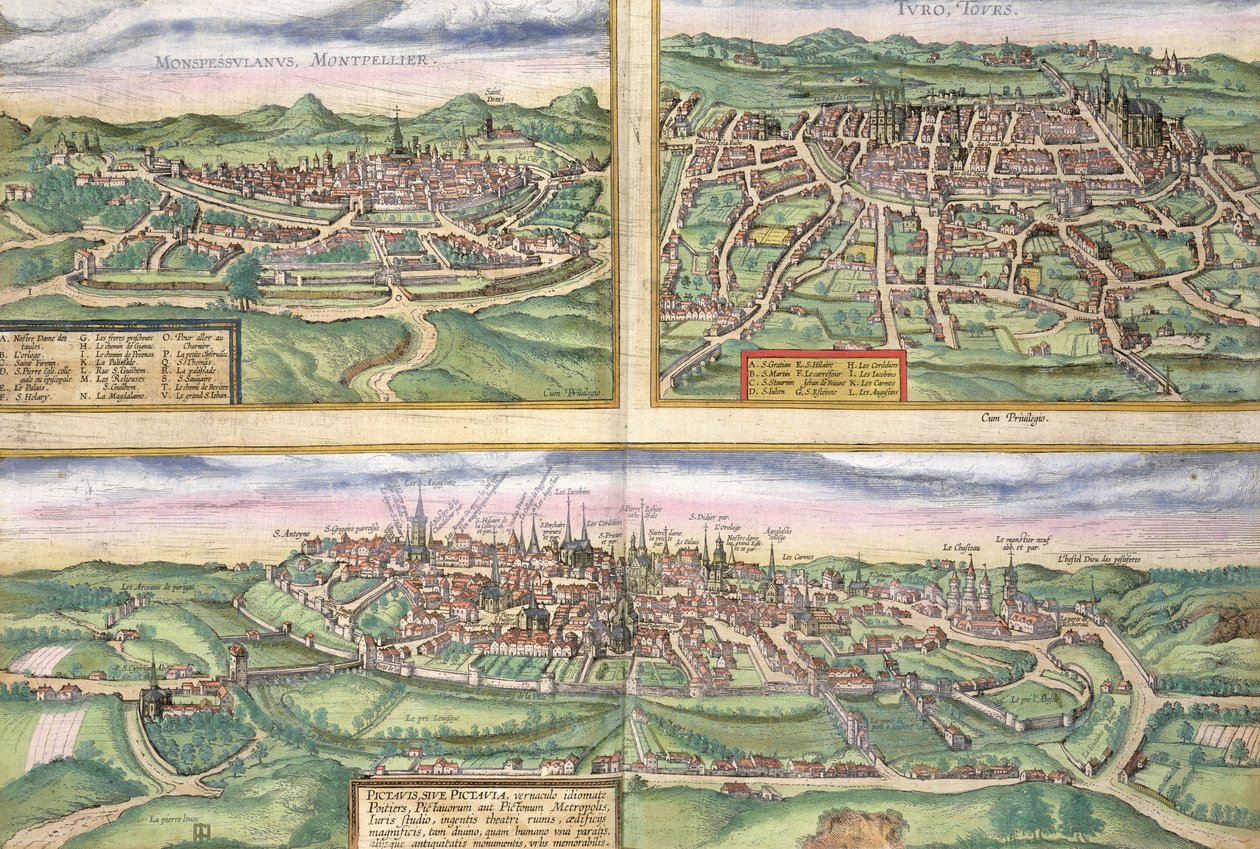 Carte de Montpellier, Tours et Poitiers, de 