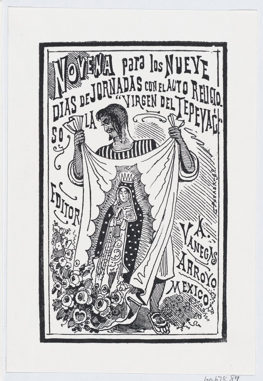 Un homme tenant un morceau de tissu avec une image de la Vierge, illustration pour ..., vers 1880-1910 - José Guadalupe Posada