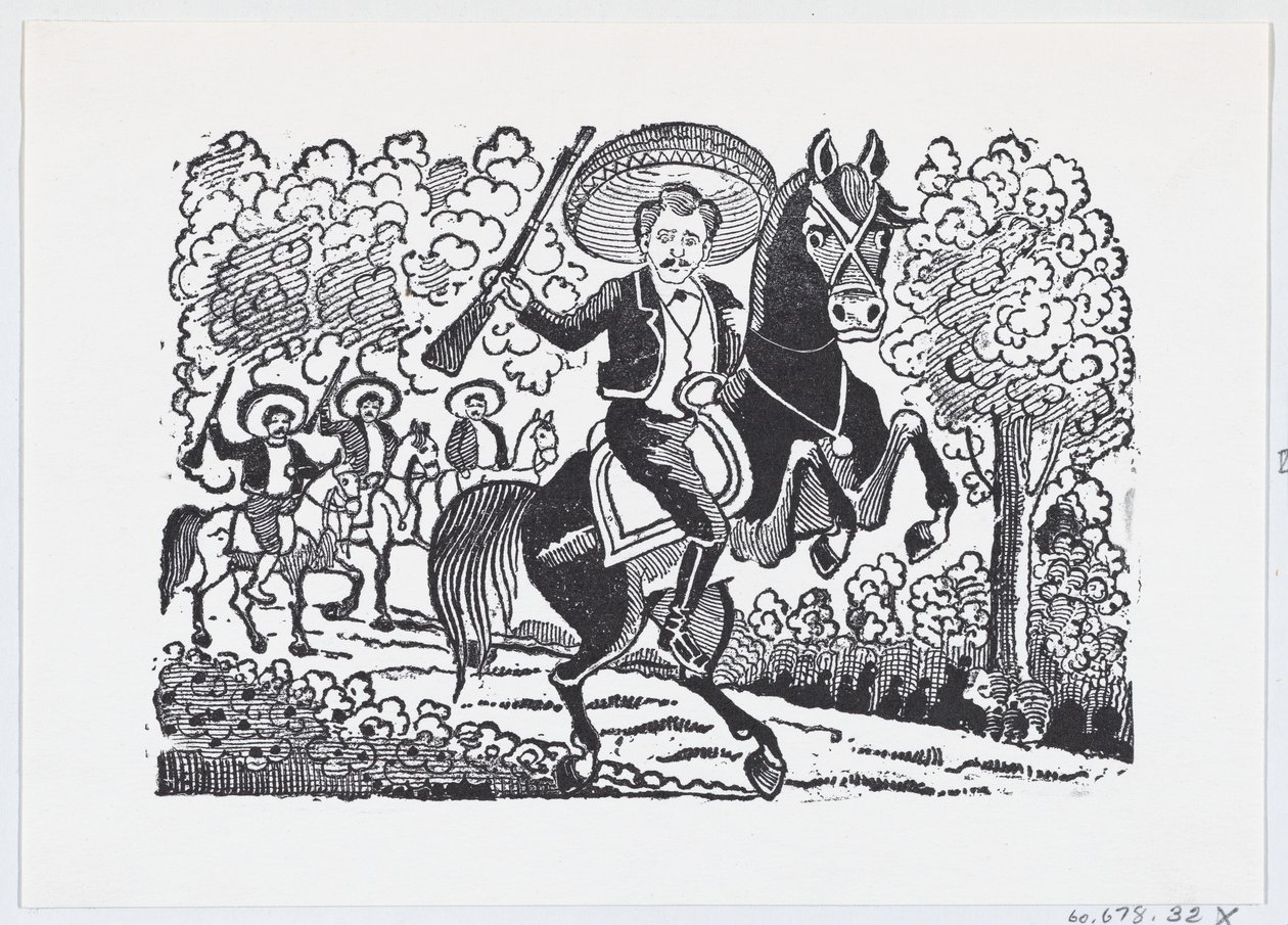 Un soldat révolutionnaire à cheval avec un fusil Heraclio Bernal, vers 1880-1910 - José Guadalupe Posada
