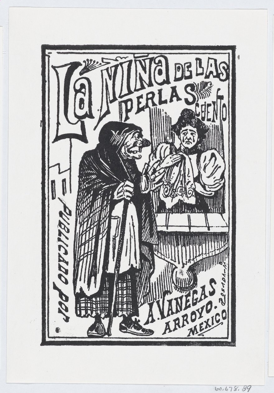 Une femme pleurant avec un mouchoir à la main parlant à une vieille sorcière, illustration..., vers 1880-1910 - José Guadalupe Posada